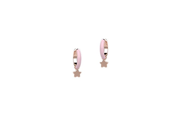 Pink Polish Circle Earrings with Star_5923
