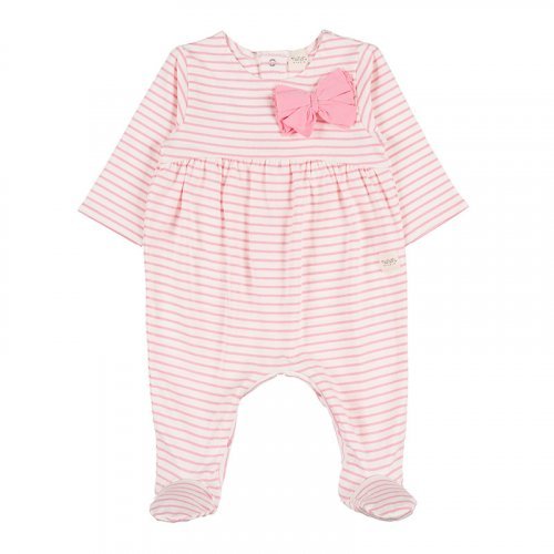 Pink Striped Babygro with Bow_5158