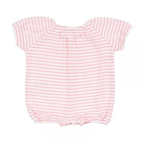 Pink Striped Romper with Writing_5169