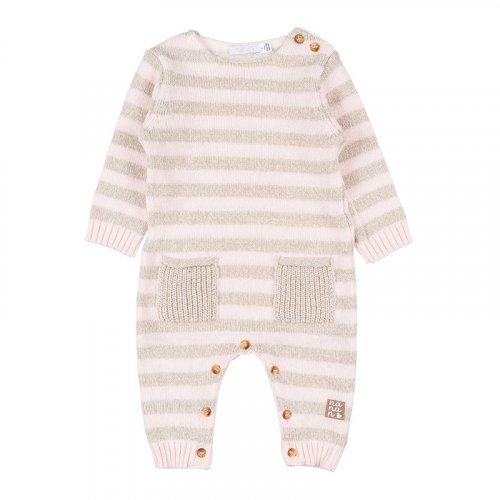 Pink Striped Yarn Babygro_1168