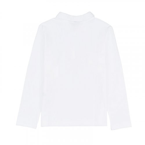 Langarm-Polo-Shirt Weiß