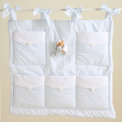 Puccio Hanging storage panel with pockets in light blue