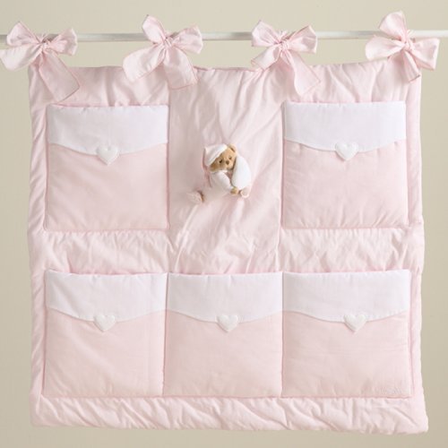 Puccio Hanging storage panel with pockets in pink