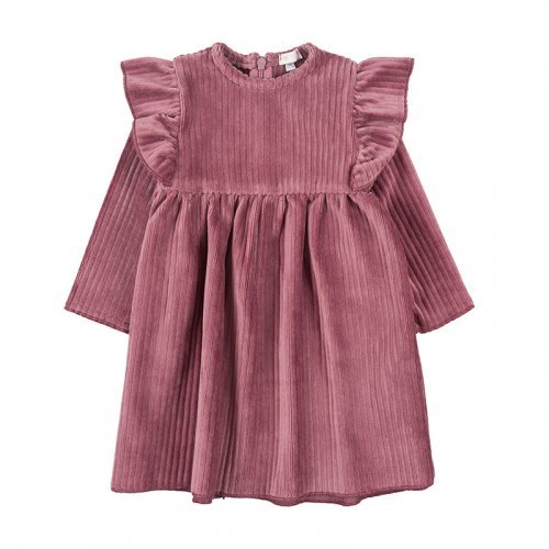Purple Ribbed Dress with Frills_1608