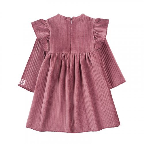 Purple Ribbed Dress with Frills_1609