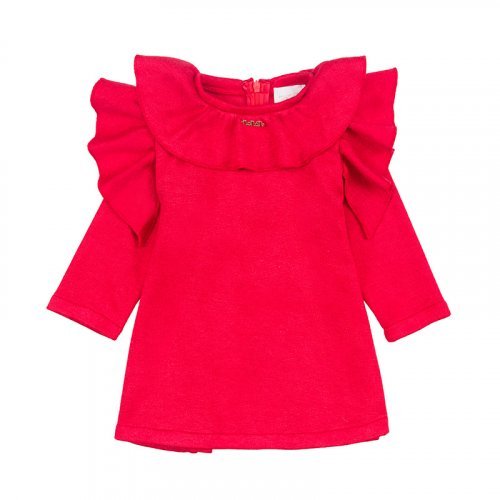 Red Dress with Rouches