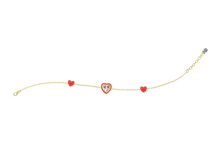 Red Hearts and Brilliant Stone Bracelet
