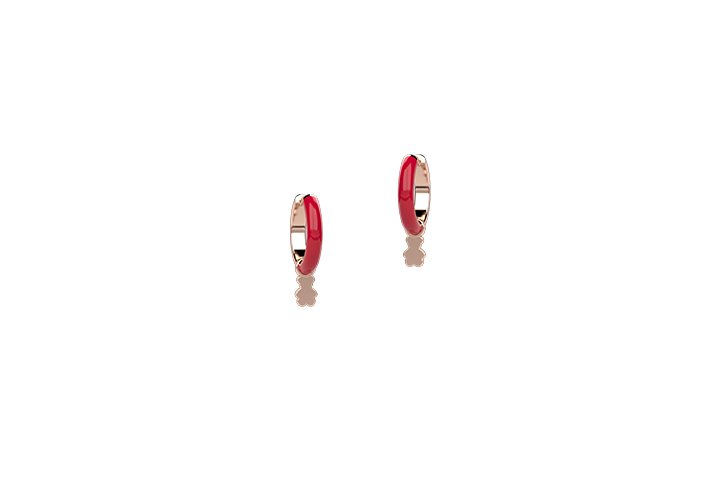 Red Polish Circle Earrings with Bear_5921