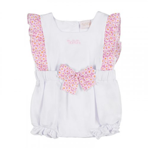 Romper with frills and flowered bow_12720