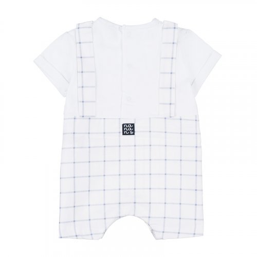 Romper with Light Blue Checked Overalls_4558