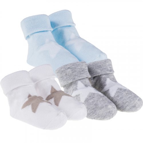 Ensemble de 3 paires de chaussettes blanches, grises et bleues avec étoile