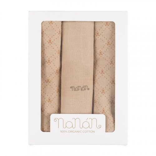 Set 3 pz mussola azzurro 80x80 cm