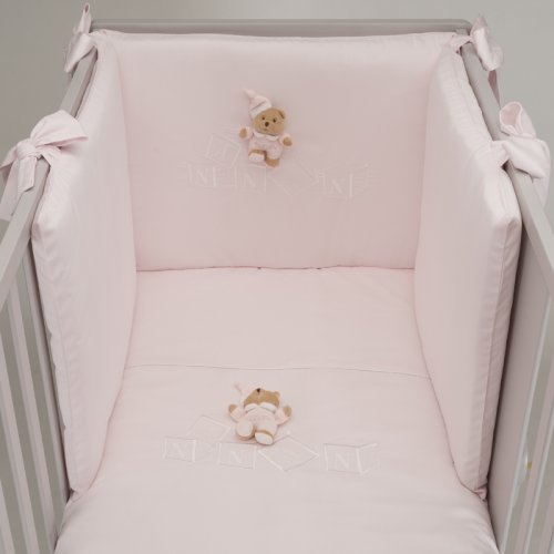 Ensemble de couette et tour de lit 4 pièces en cubes rose