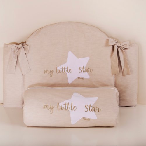 Set Bettdecke und Bettumrandung My Little Star beige