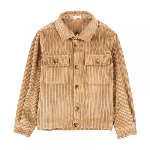 Shirt Jacket in Brown Velvet Fabric