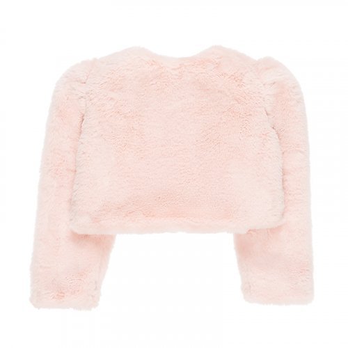 Short Fur Coat Pink with Bow_1706