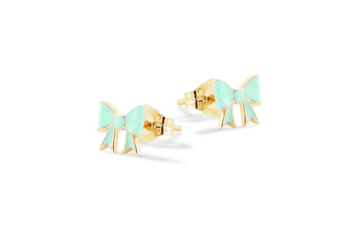 Silver Blue Bow Earrings_9301