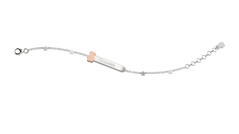 Silver bracelet with customizable plate