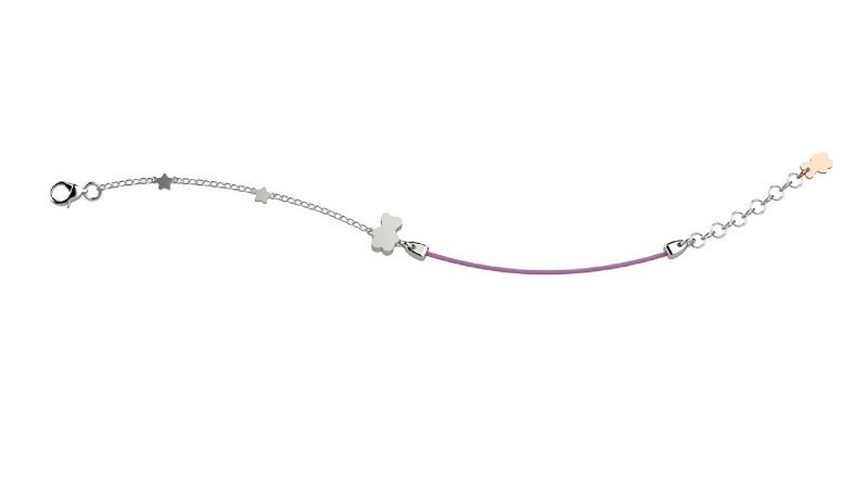 Silver Bracelet with Lilac Lace