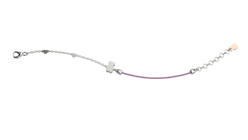 Silver Bracelet with lilac Lace