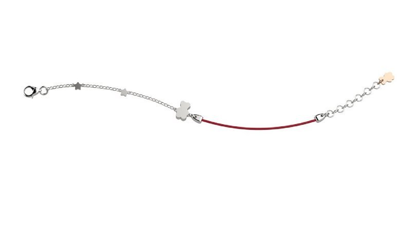 Silver Bracelet with Red Lace_2315