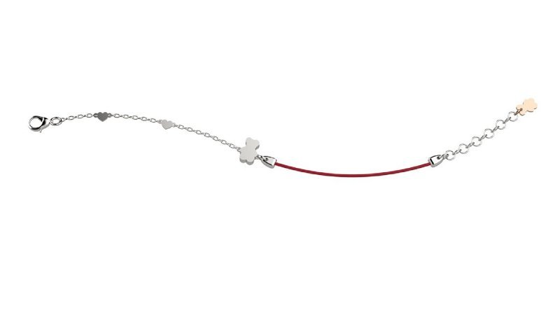 Silver Bracelet with red Lace_2323