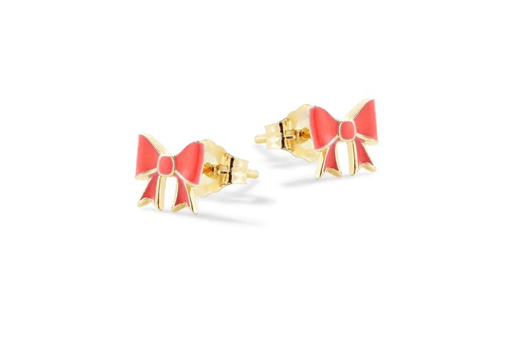 Silver Red Bow Earrings