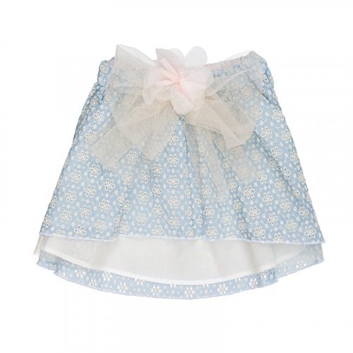 Skirt in light blue broderie anglaise