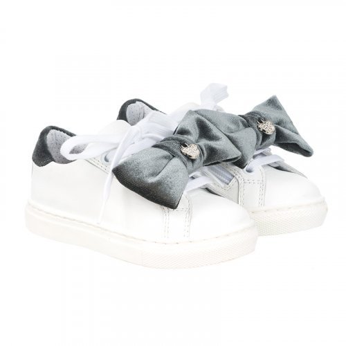 Sneakers Panna con Fiocco Grigio