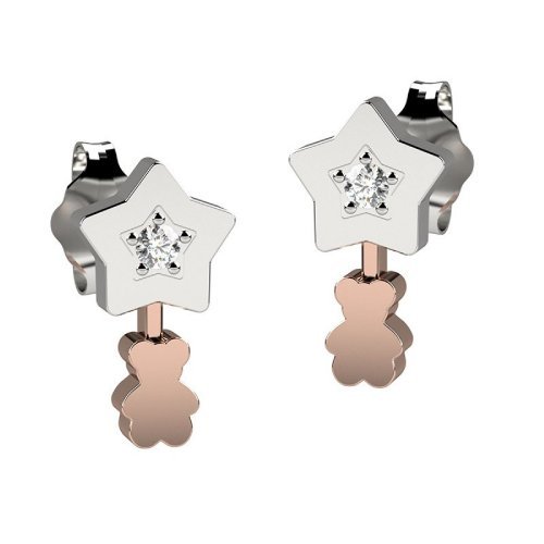 Stars sparkling earrings with bear