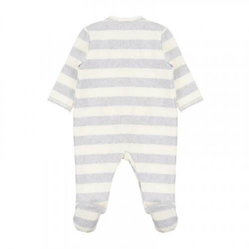 Striped Grey Babygrow with Front Opening_1049