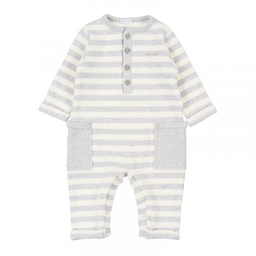 Striped Grey Babygrow with Pockets_1044
