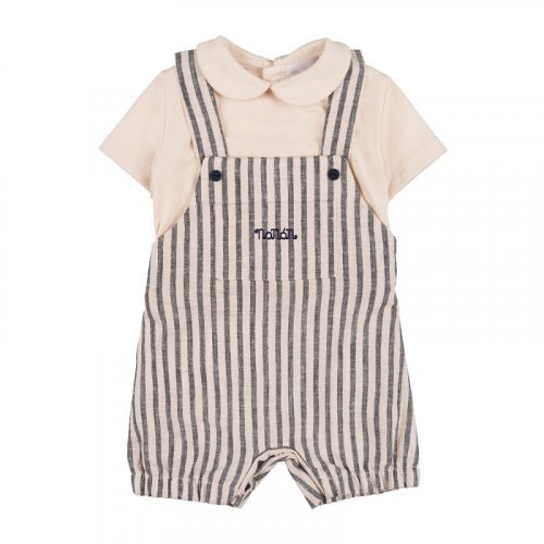 Striped romper with dungarees_11463