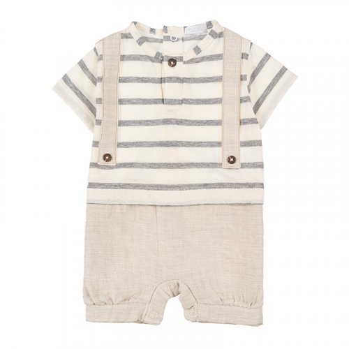 Striped Romper with Suspenders