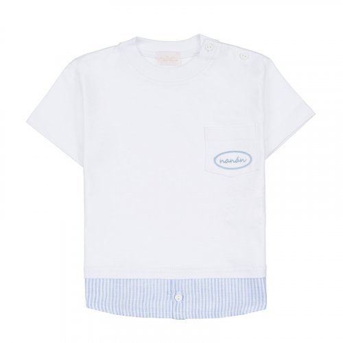 Weißes T-Shirt mit Brusttasche_7661