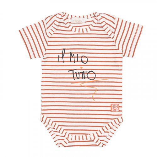 T-shirt Body Rigato Marrone