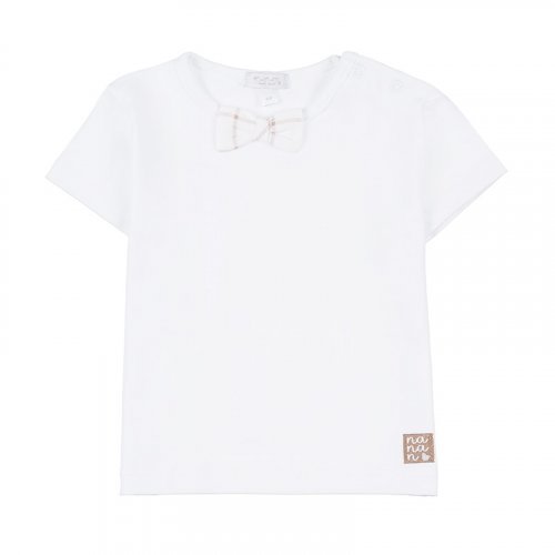 T-Shirt con Papillon Beige_4576