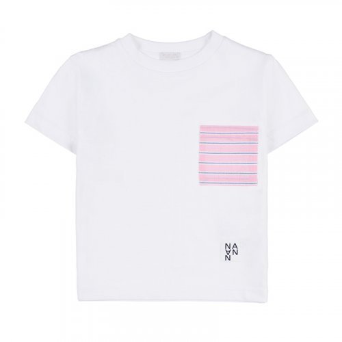 T-shirt con Taschino a Righe Rosa_4602