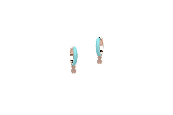 Turquoise Polish Circle Earrings with Bear_5920