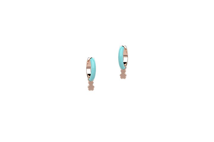 Turquoise Polish Circle Earrings with Bear