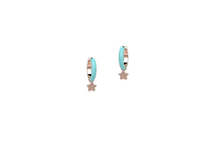 Turquoise Polish Circle Earrings with Star