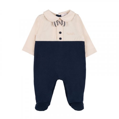 Tutina bicolore c/papillon a righe