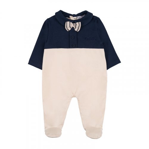 Tutina bicolore c/papillon a righe