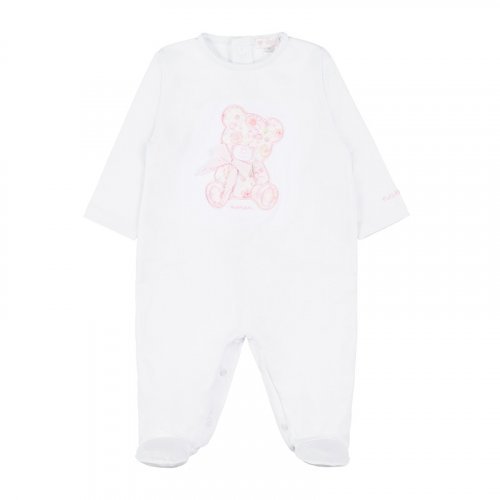 Tutina con Orso Jersey Bianca