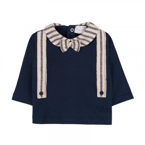 Two-piece babygro with bow tie and suspenders