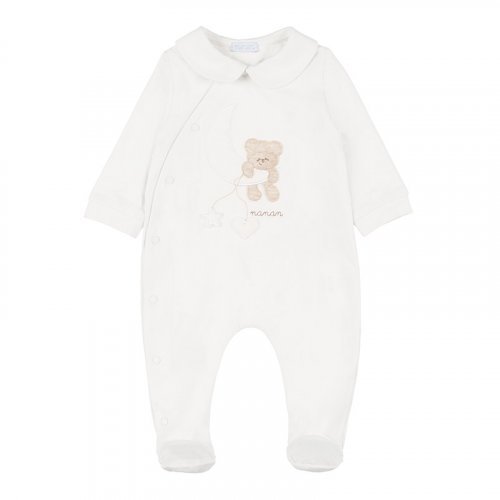 White BabyGro Front Opening with Bear and Moon_966