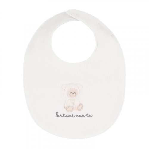 White bib with Teddy Bear