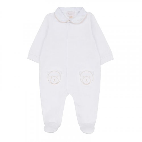 White Front Opening Babygrow With Collar_8726