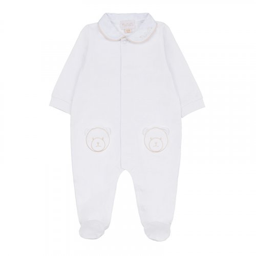 White Front Opening Babygrow With Collar