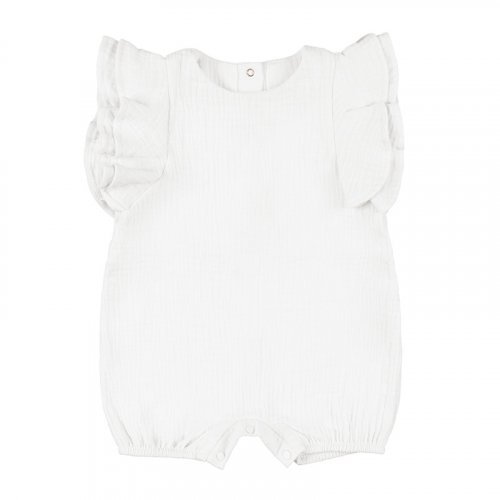 White Gauze Romper with Volant